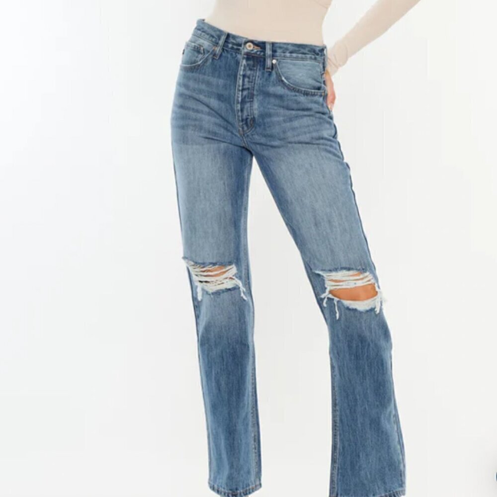 KanCan Women's Dixon Ultra High Rise 90's Boyfriend Jeans Medium Wash Size 15/31